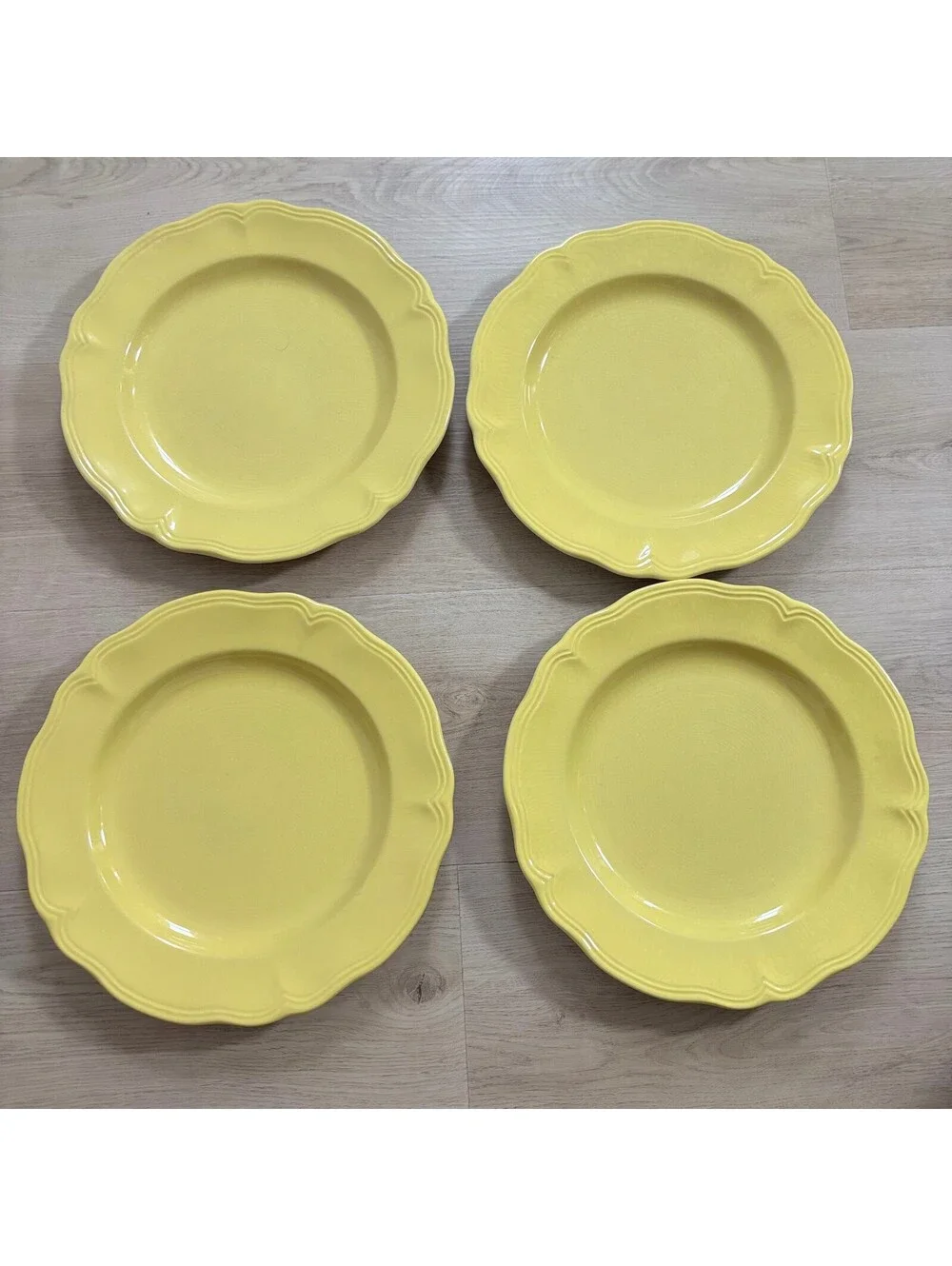 (4) Sears Federalist Buttercup Vintage Yellow 4239 Set of 4 Dinner Plates 10